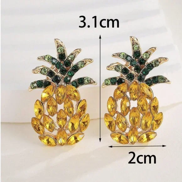 Tropcial Pineapple Stud Earrings - Picture 2 of 8
